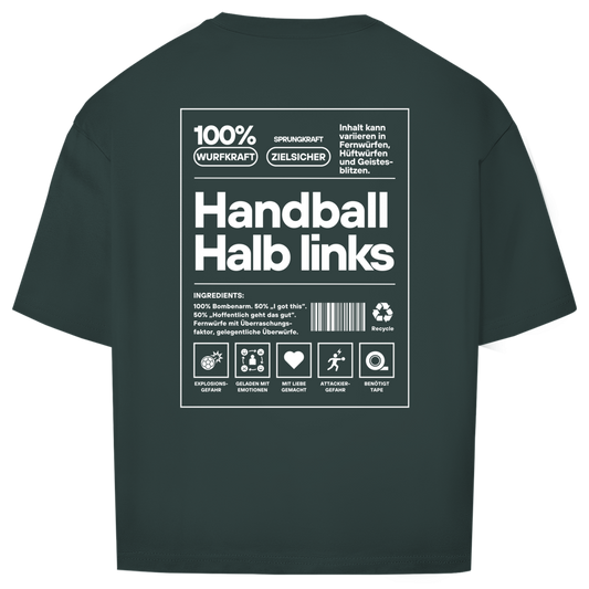 Handball Halblinks Oversized Shirt in Dunkelgrün – Rückseite
