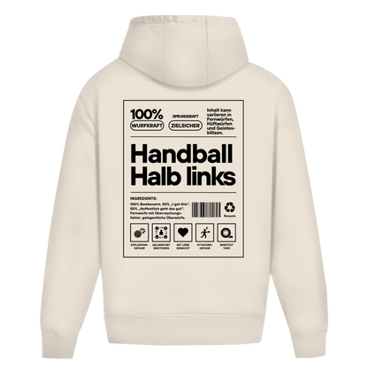 Handball Halblinks Oversized Hoodie in White Sand – Rückseite