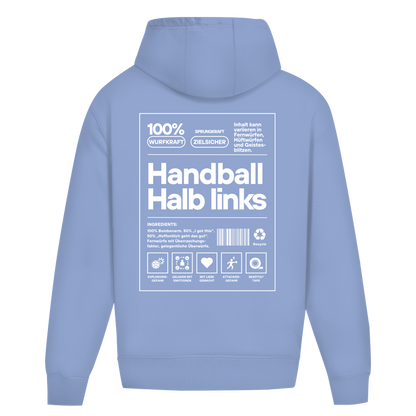 Handball Halblinks Oversized Hoodie in Powder Blue – Rückseite
