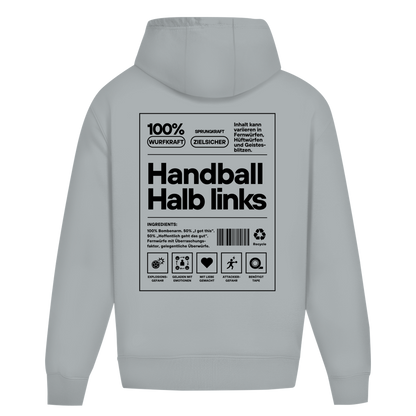 Handball Halblinks Oversized Hoodie in Light Asphalt – Rückseite