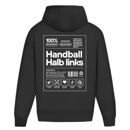 Handball Halblinks Oversized Hoodie in Black – Rückseite