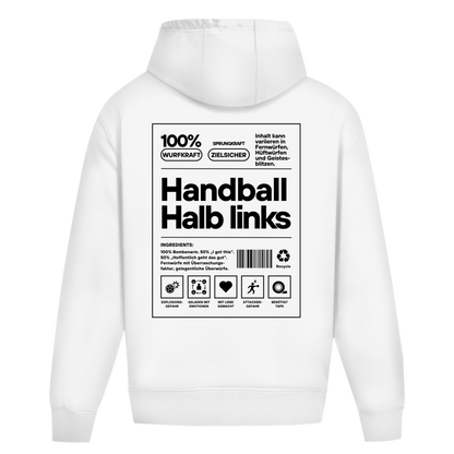 Handball Halblinks Oversized Hoodie in White – Rückseite