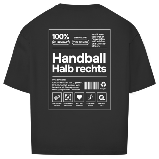 Handball Halbrechts Oversized Shirt in Schwarz – Rückseite
