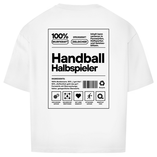 Handball Halbspieler Oversized Shirt in Weiß – Rückseite
