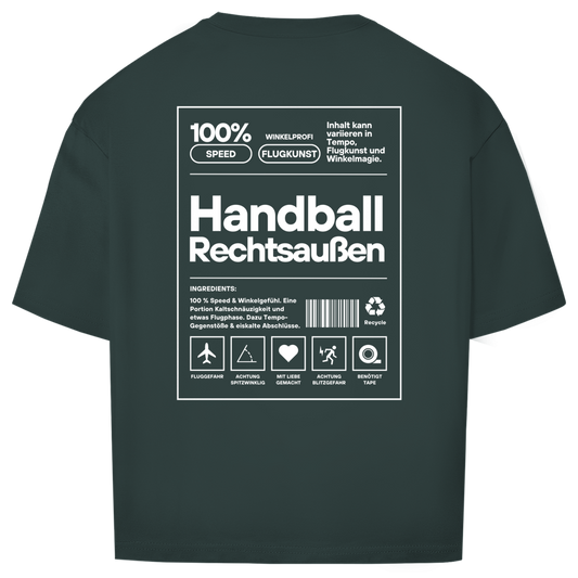 Handball Rechtsaußen Oversized Shirt in Dunkelgrün – Rückseite