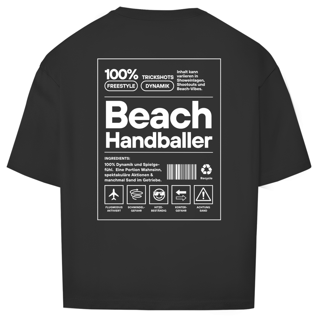 Handball Beach-Handballer Oversized Shirt in Schwarz – Rückseite