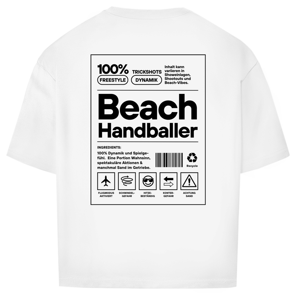 Handball Beach-Handballer Oversized Shirt in Weiß – Rückseite