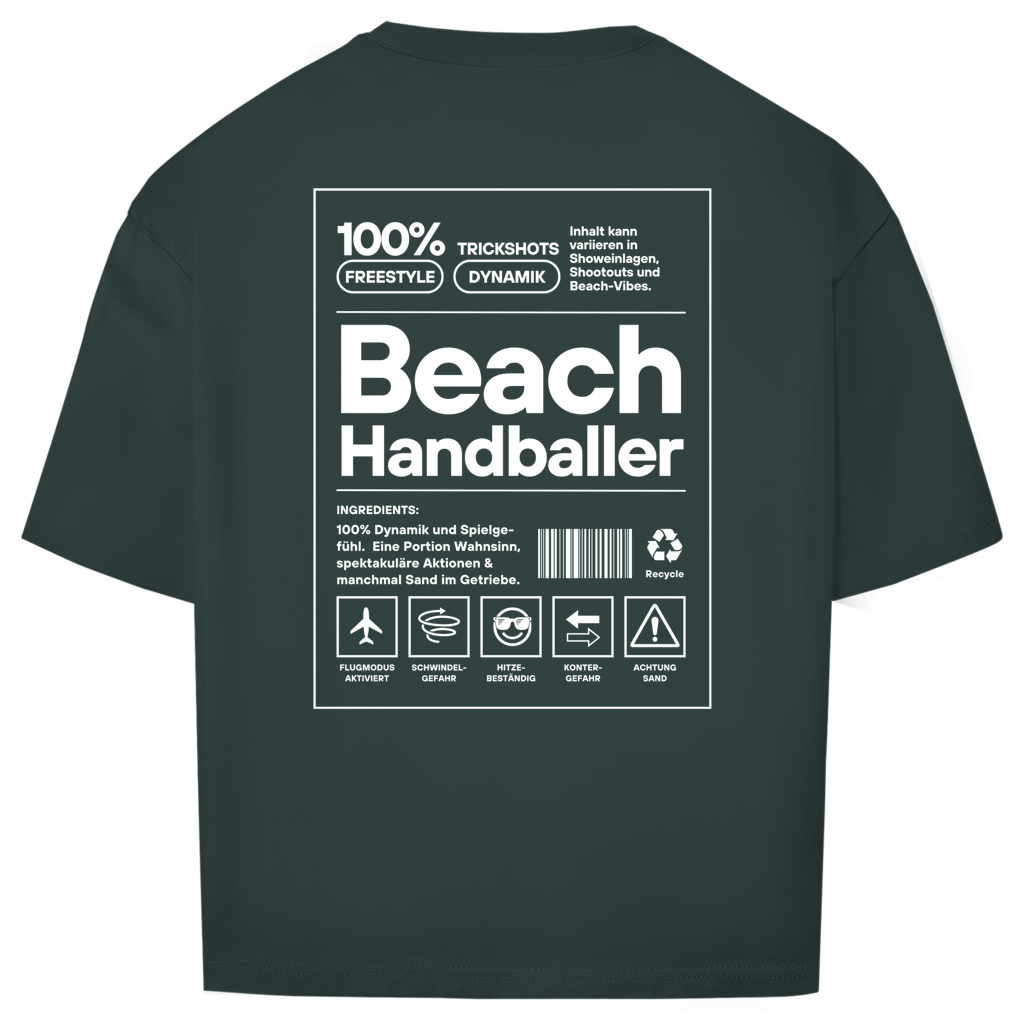 Handball Beach-Handballer Oversized Shirt in Dunkelgrün – Rückseite
