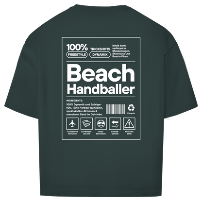 Handball Beach-Handballer Oversized Shirt in Dunkelgrün – Rückseite