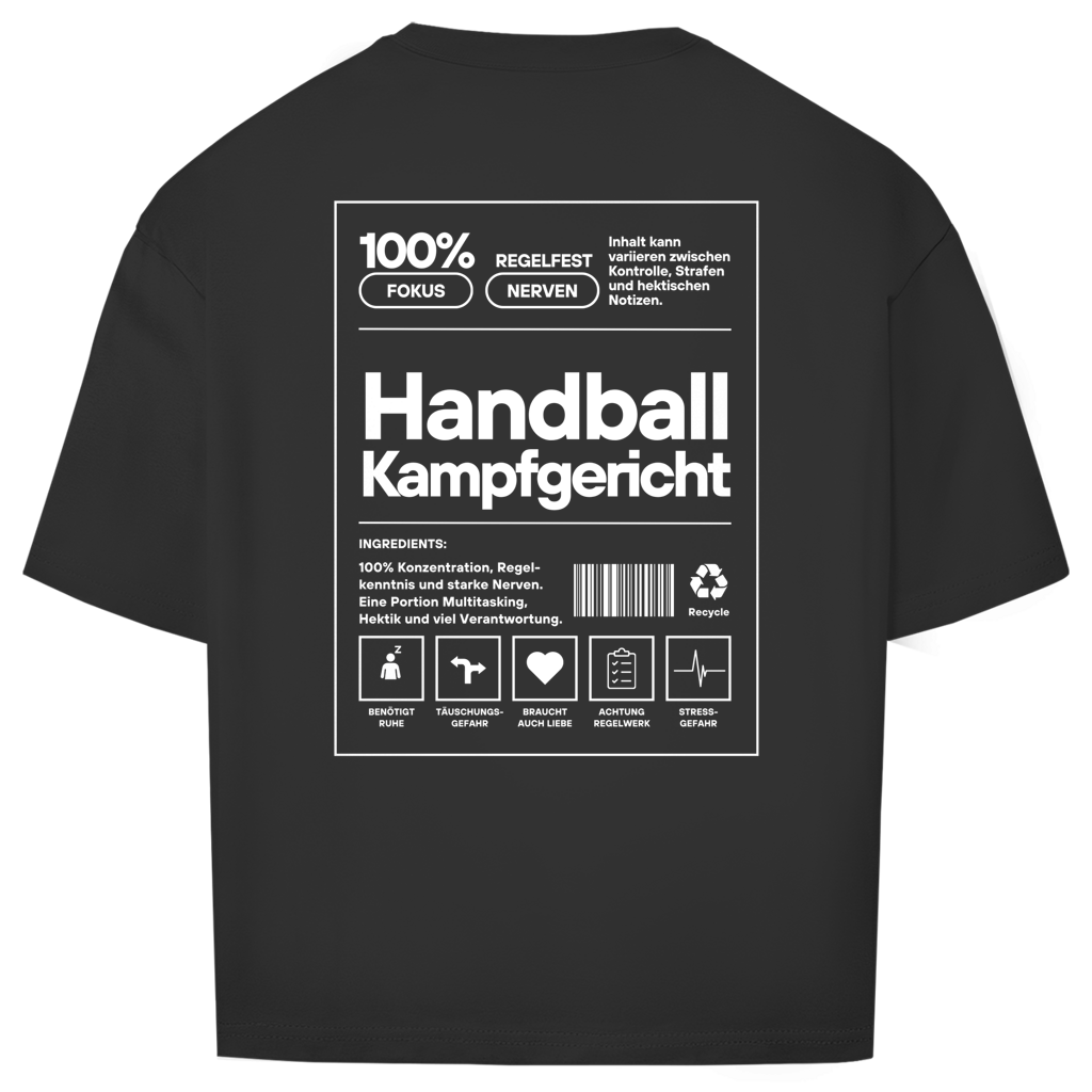 Handball Kampfgericht Oversized Shirt in Schwarz – Rückseite