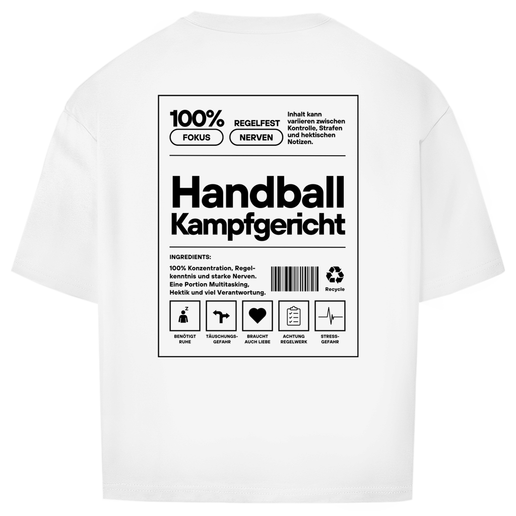 Handball Kampfgericht Oversized Shirt in Weiß – Rückseite