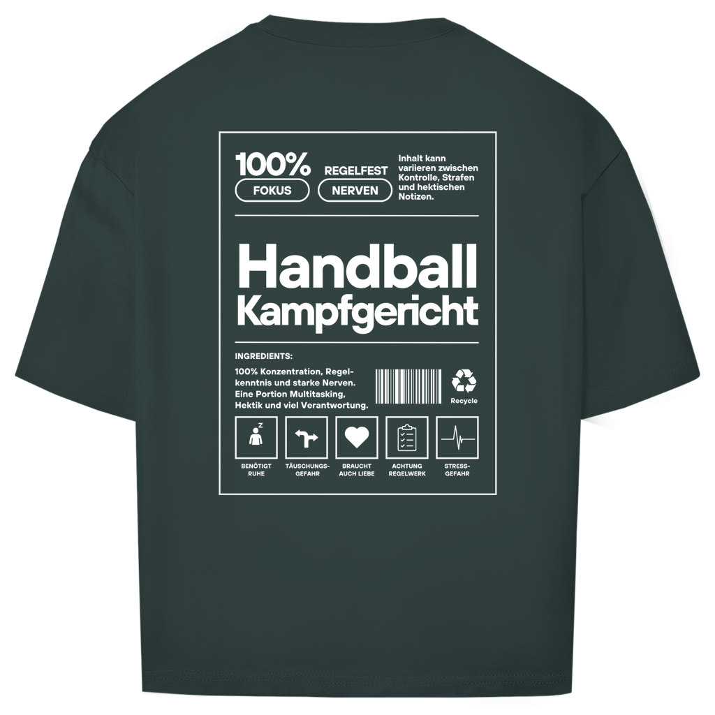 Handball Kampfgericht Oversized Shirt in Dunkelgrün – Rückseite