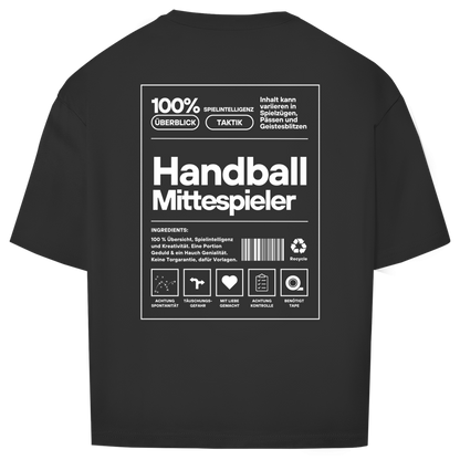 Handball Mittespieler Oversized Shirt in Schwarz – Rückseite
