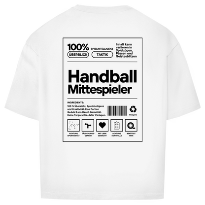 Handball Mittespieler Oversized Shirt in Weiß – Rückseite