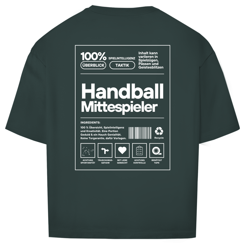 Handball Mittespieler Oversized Shirt in Dunkelgrün – Rückseite