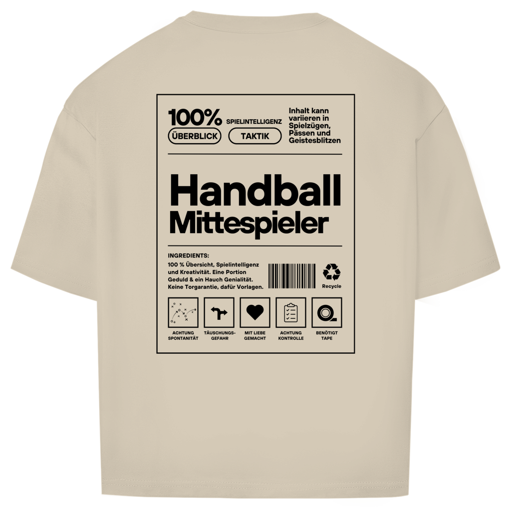 Handball Mittespieler Oversized Shirt in Sand – Rückseite