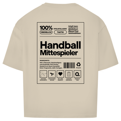 Handball Mittespieler Oversized Shirt in Sand – Rückseite