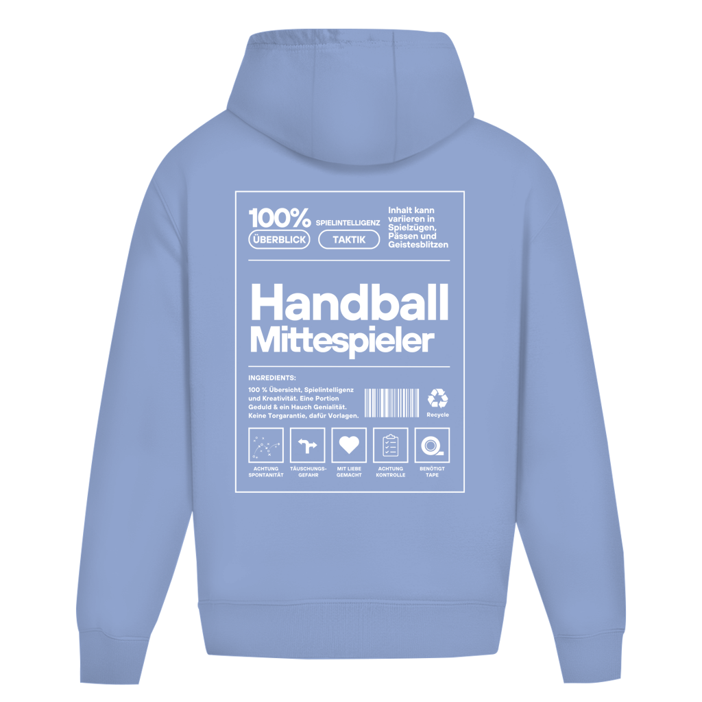 Handball Mittespieler Oversized Hoodie in Powder Blue – Rückseite