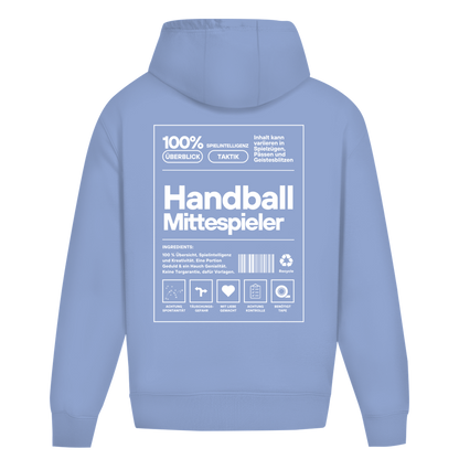 Handball Mittespieler Oversized Hoodie in Powder Blue – Rückseite