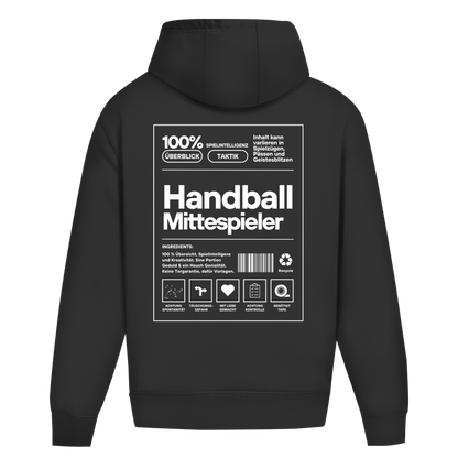 Handball Mittespieler Oversized Hoodie in Black – Rückseite