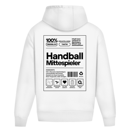 Handball Mittespieler Oversized Hoodie in White – Rückseite