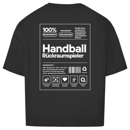 Handball Rückraumspieler Oversized Shirt in Schwarz – Rückseite