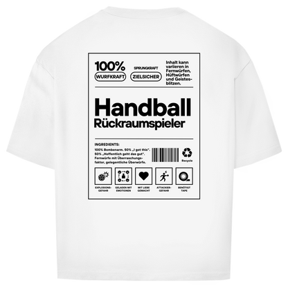 Handball Rückraumspieler Oversized Shirt in Weiß – Rückseite