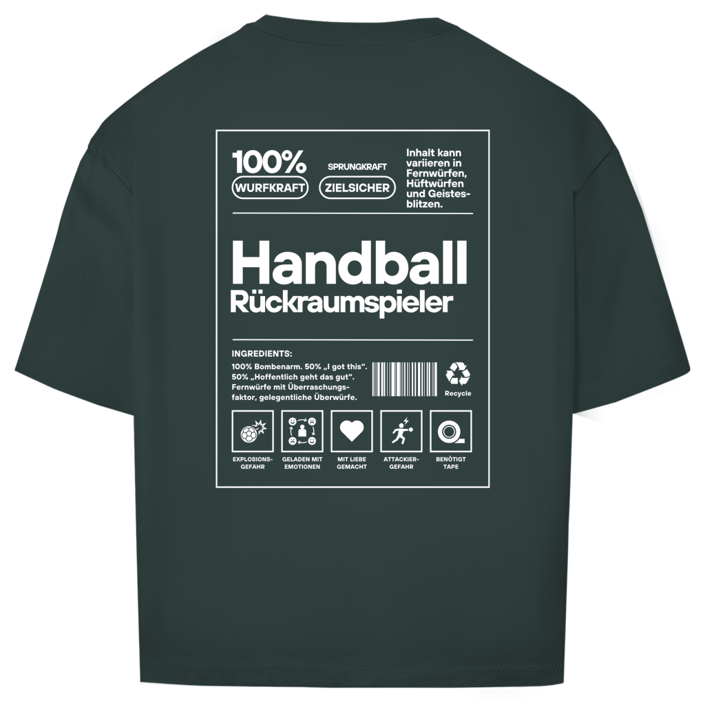 Handball Rückraumspieler Oversized Shirt in Dunkelgrün – Rückseite