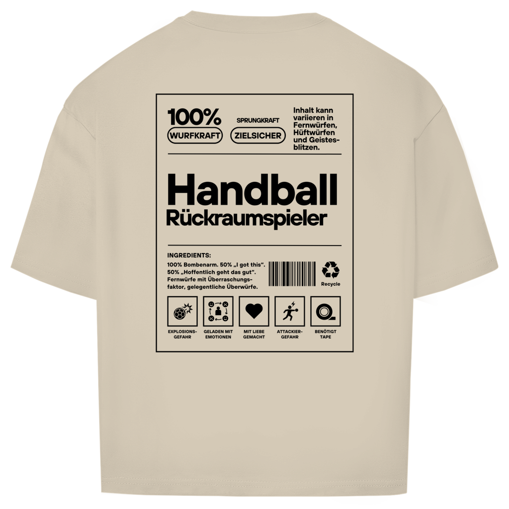 Handball Rückraumspieler Oversized Shirt in Sand – Rückseite