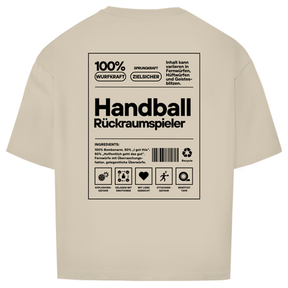 Handball Rückraumspieler Oversized Shirt in Sand – Rückseite