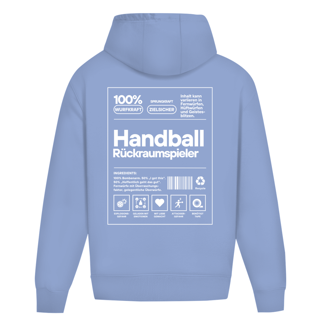 Handball Rückraumspieler Oversized Hoodie in Powder Blue – Rückseite
