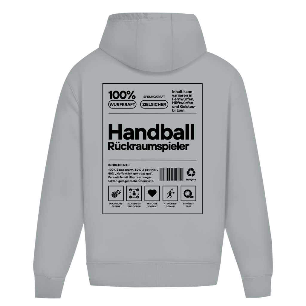 Handball Rückraumspieler Oversized Hoodie in Light Asphalt – Rückseite