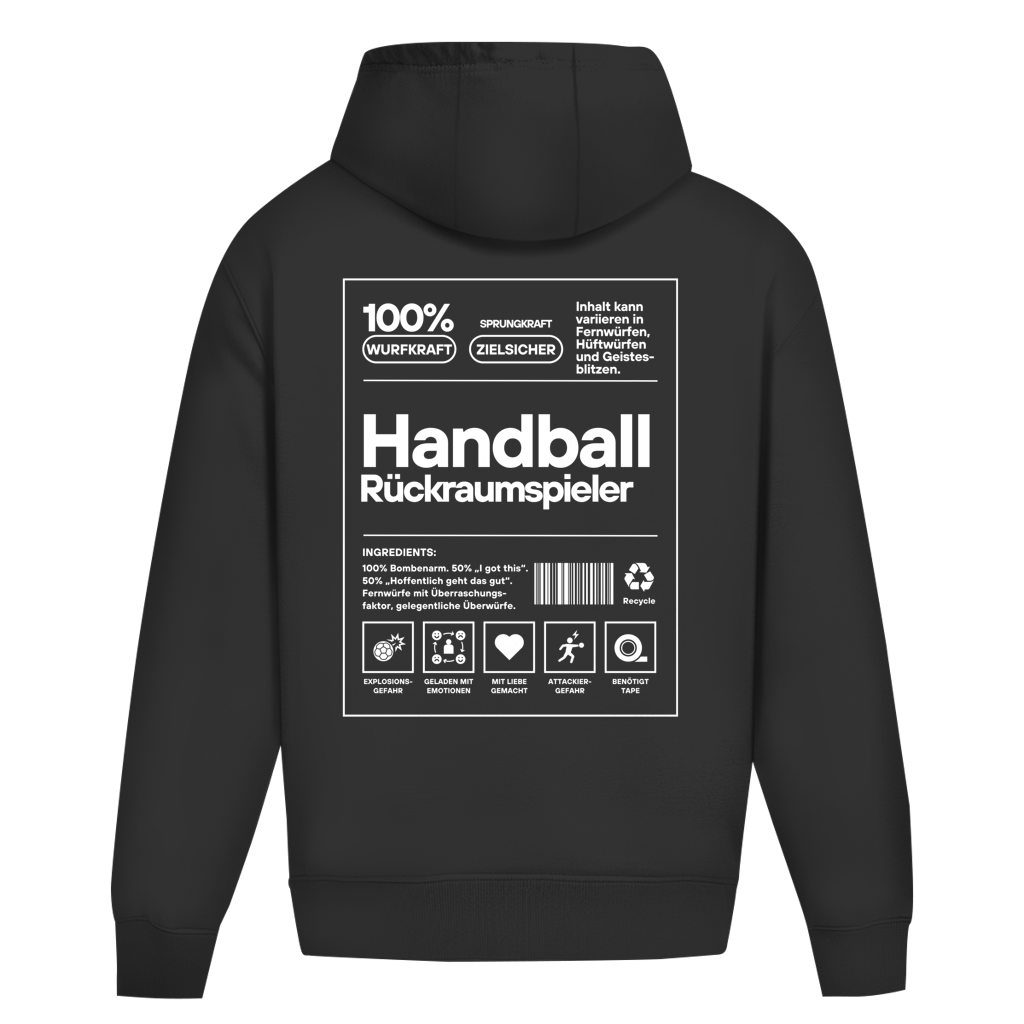 Handball Rückraumspieler Oversized Hoodie in Black – Rückseite