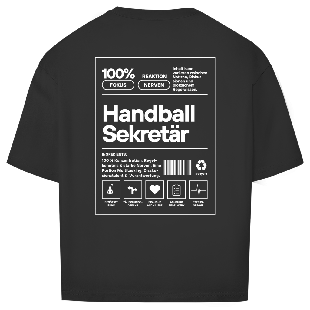 Handball Sekretär Oversized Shirt in Schwarz – Rückseite