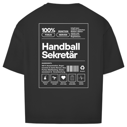 Handball Sekretär Oversized Shirt in Schwarz – Rückseite