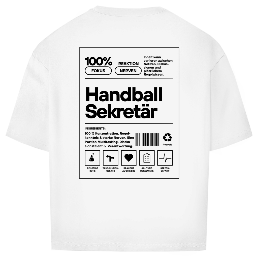 Handball Sekretär Oversized Shirt in Weiß – Rückseite