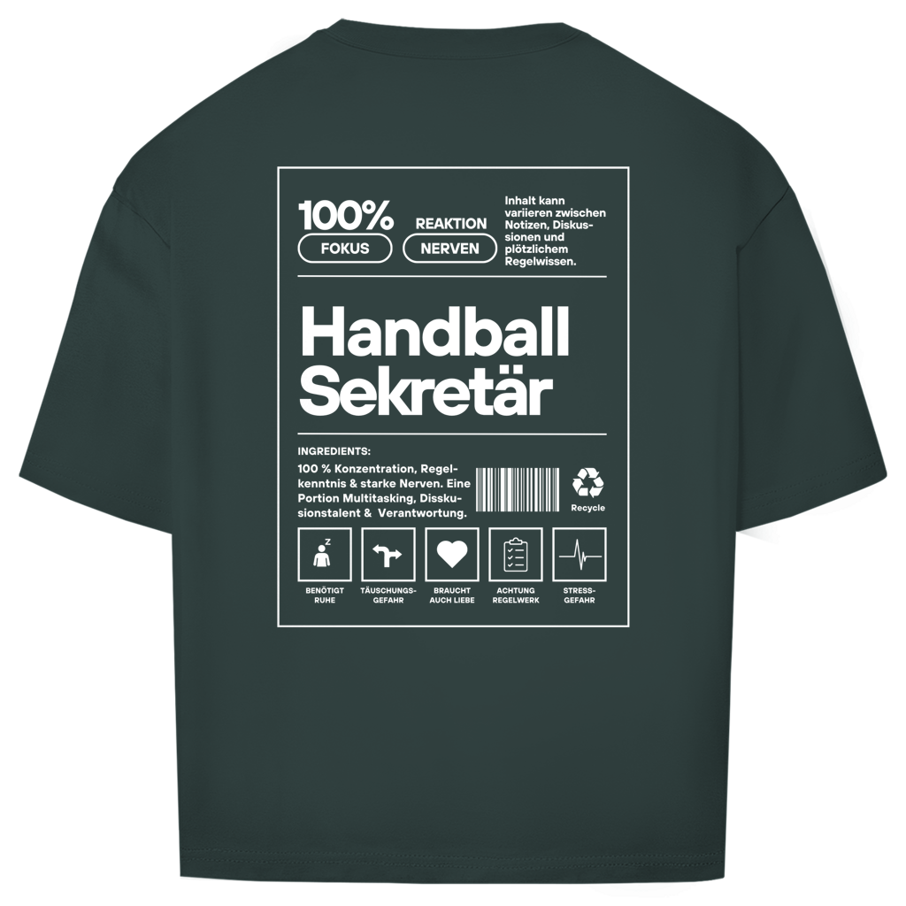 Handball Sekretär Oversized Shirt in Dunkelgrün – Rückseite