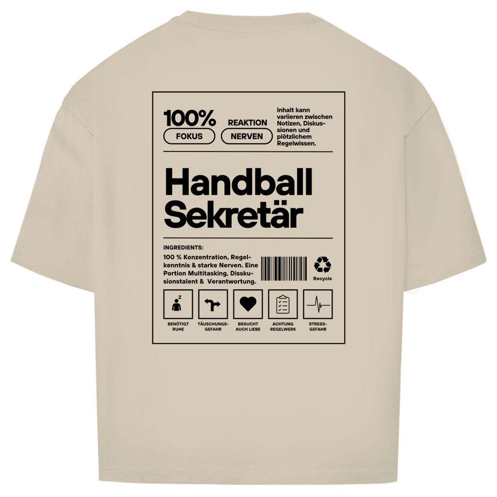 Handball Sekretär Oversized Shirt in Sand – Rückseite