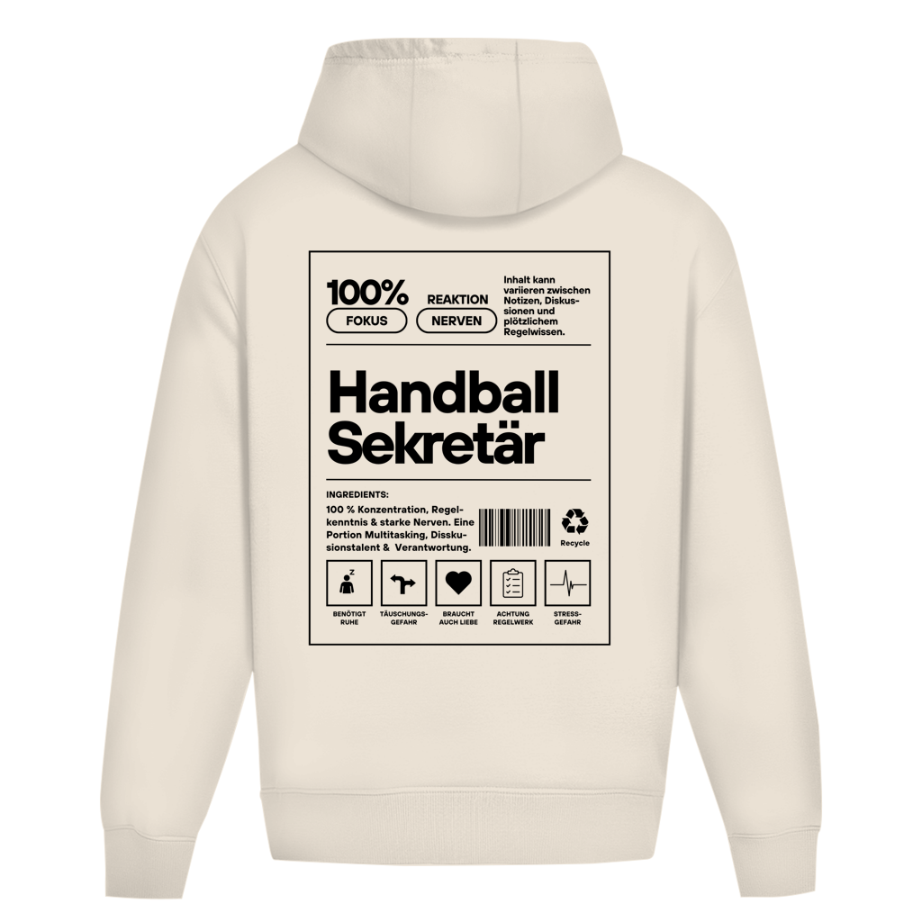 Handball Sekretär Oversized Hoodie in White Sand – Rückseite