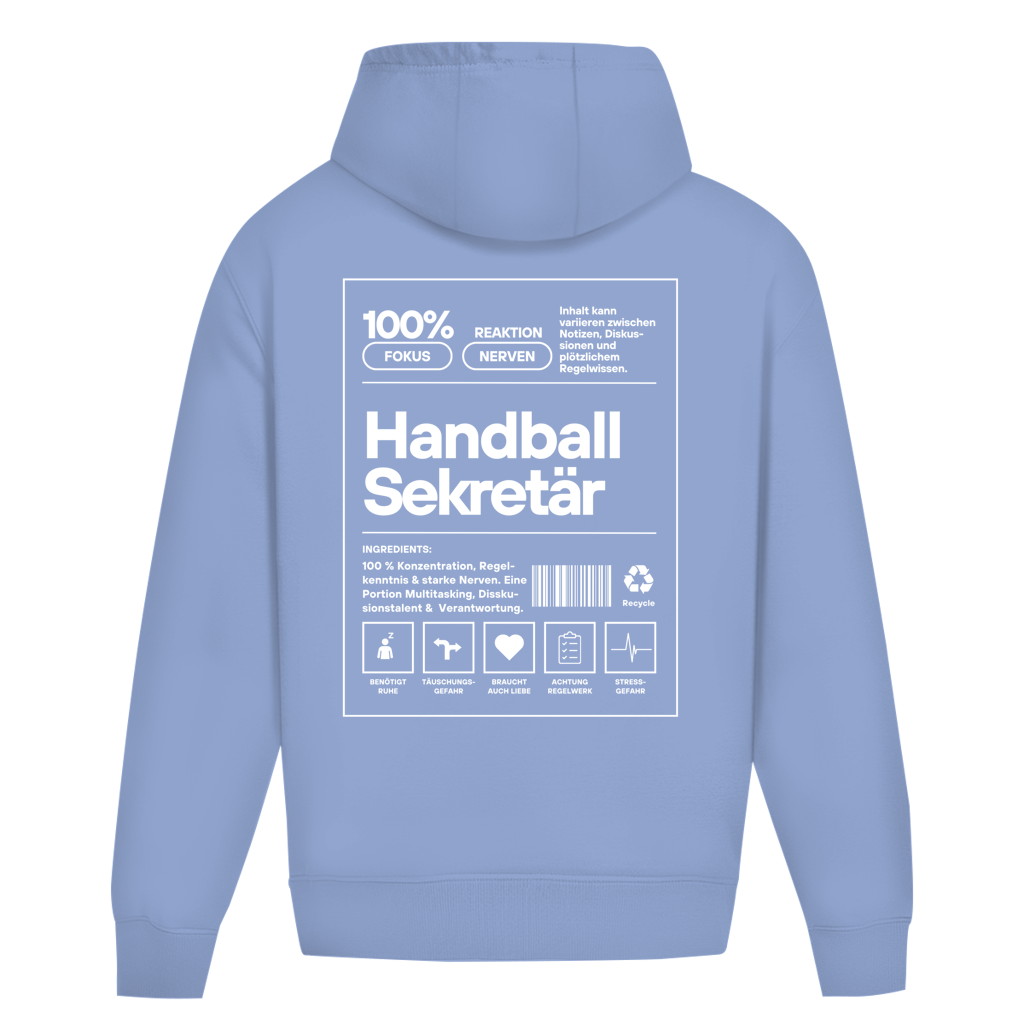 Handball Sekretär Oversized Hoodie in Powder Blue – Rückseite