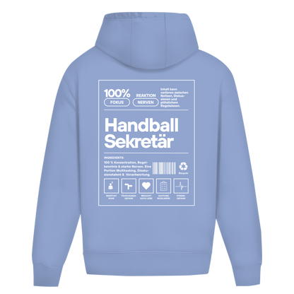 Handball Sekretär Oversized Hoodie in Powder Blue – Rückseite