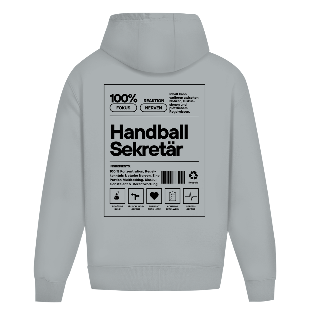 Handball Sekretär Oversized Hoodie in Light Asphalt – Rückseite