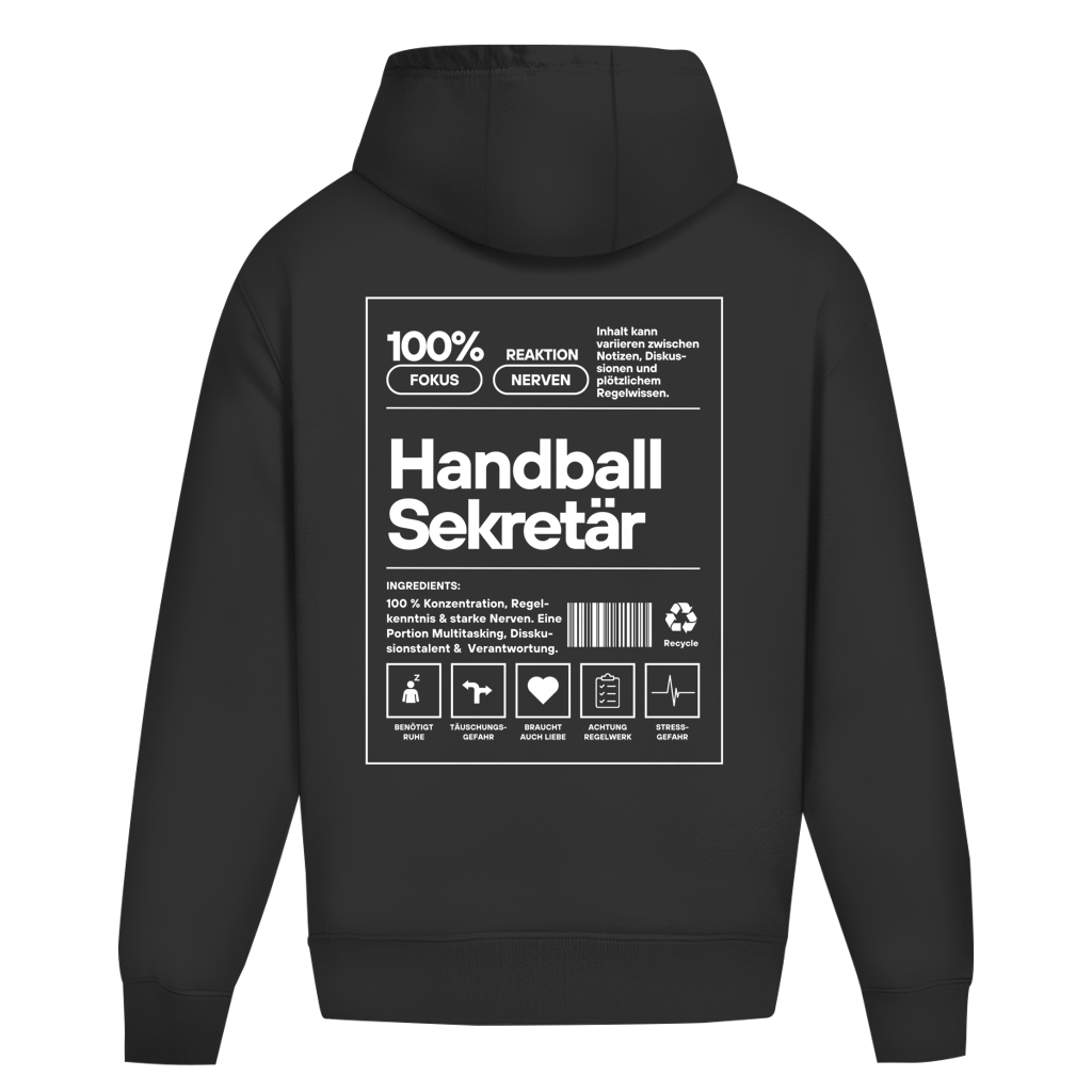 Handball Sekretär Oversized Hoodie in Black – Rückseite
