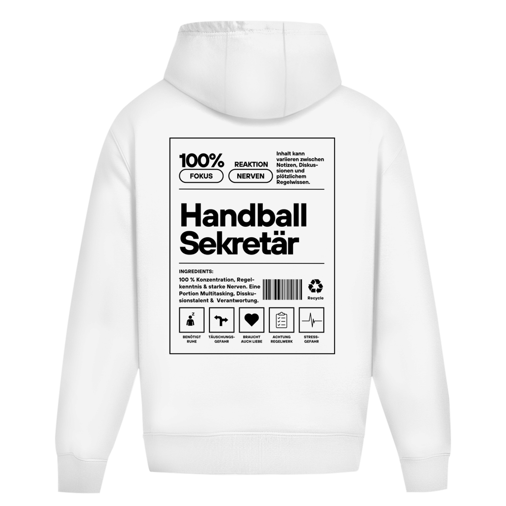 Handball Sekretär Oversized Hoodie in White – Rückseite