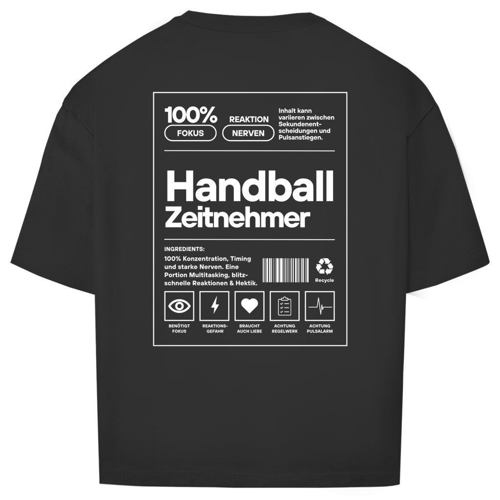 Handball Zeitnehmer Oversized Shirt in Schwarz – Rückseite
