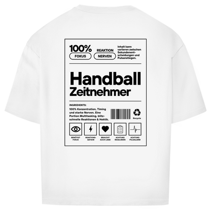 Handball Zeitnehmer Oversized Shirt in Weiß – Rückseite
