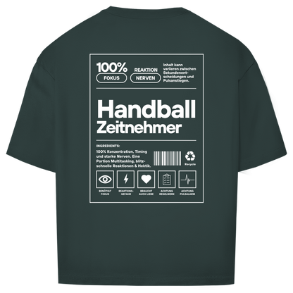Handball Zeitnehmer Oversized Shirt in Dunkelgrün – Rückseite