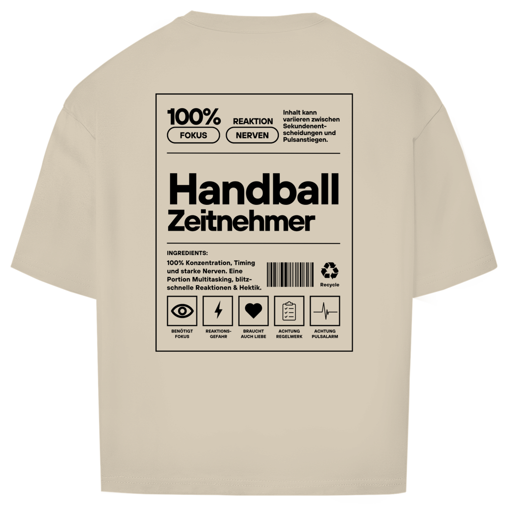 Handball Zeitnehmer Oversized Shirt in Sand – Rückseite