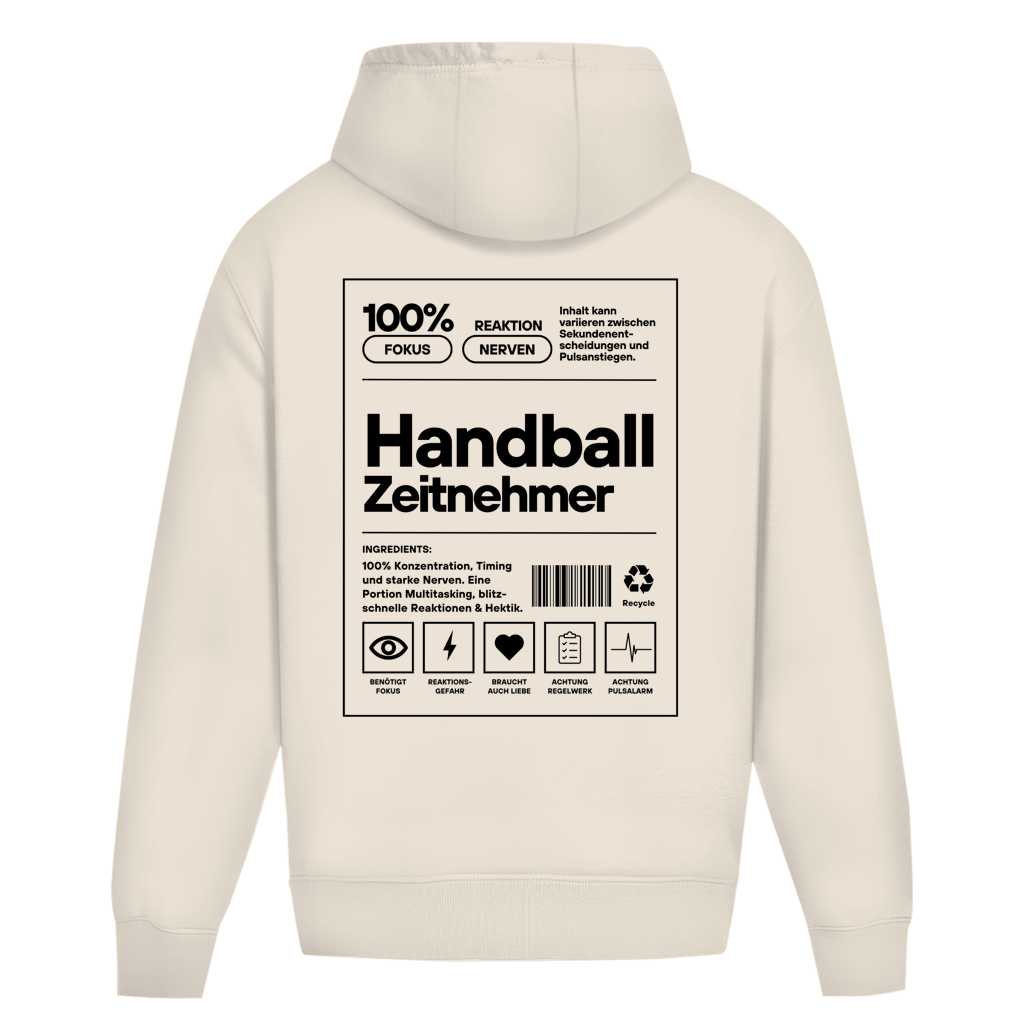 Handball Zeitnehmer Oversized Hoodie in White Sand – Rückseite