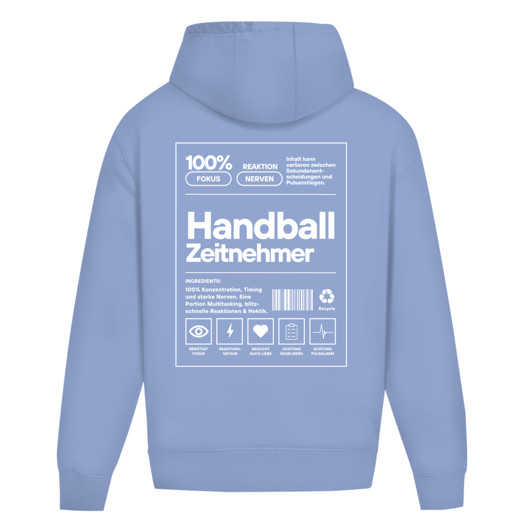 Handball Zeitnehmer Oversized Hoodie in Powder Blue – Rückseite